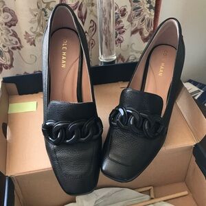Cole Haan Chrystie Square Toe Chain Colorblock Leather Loafer Pumps Size 9.5